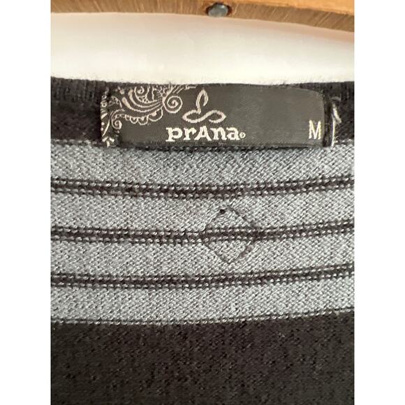 PRANA SYDNEY SWEATER DRESS WITH TIE WAIST FLARED SLEEVE GRAY BLACK SIZE MED - Picture 6 of 15